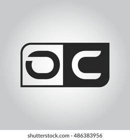 Logo letter OC with two different sides. Negative or black and white vector template design