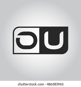 Logo letter OU with two different sides. Negative or black and white vector template design