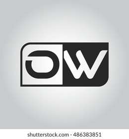 Logo letter OW with two different sides. Negative or black and white vector template design
