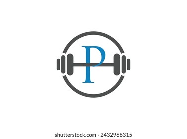 Letra del logotipo "P" con diseño vectorial de barra, logotipo azul simple y elegante de la marca para el deporte de la aptitud