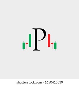 logo letter p candel trading vector design