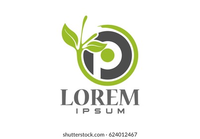 logo letter p circle natural icon