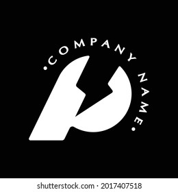 la letra p del logotipo se combina con el trueno es buena para la marca de tela o etc.