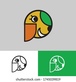 Logo letter P with dog vector illustration for pet shop, colorful, simple and modern logo style with yellow and green color