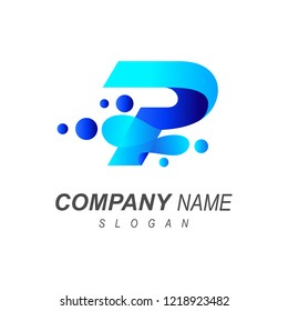 logo letter p, logo p and droplets, initial company icon p