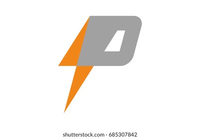 logo letter p electricity icon