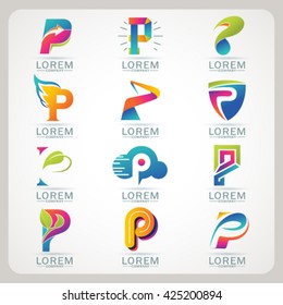 Elemento P de la letra del logotipo y símbolo de icono web abstracto y de vector del globo. Icono de signo y conjunto de etiquetas inusuales. Diseño gráfico fácil de editar para Su diseño. Icono moderno de logotipo.
