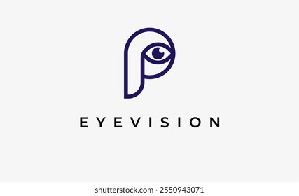Logo-Buchstabe P und Augenblick. Digital, visuell mit modernem und minimalistischem Konzept. Bearbeitbare Datei.
