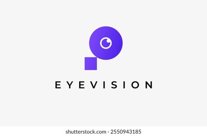 Logo Letter P and Eye Vision. Digital, visual with modern and minimalist concept. Editable file.