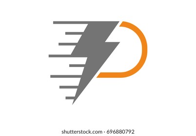 logo letter p flash fast energy logo
