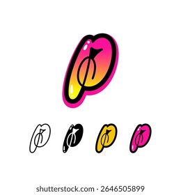Logo letter P, graffiti alphabet font, set of four different art symbol for your brand name design, vector illustration 10 EPS