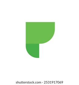 Logo Buchstabe P Blatt grün einzigartiges Design mit leerem Hintergrund