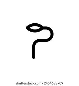 Logo letter P leaf line stroke minimalist with blank background