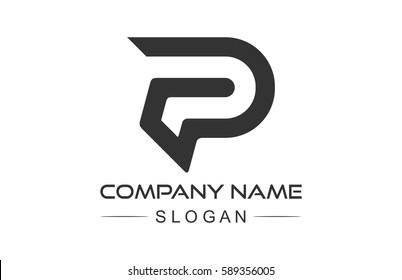 Logo Letter P Line Ribbon