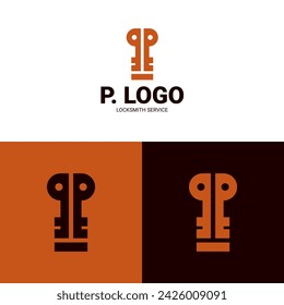 Logo Letter P Locksmith Service Vector Orange Brown