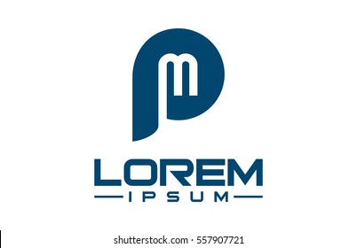 logo letter p and m flat