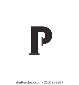 Diseño único de la tubería de la letra P del logotipo con fondo en blanco