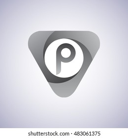 logo letter P rounded in the triangle shape, Vector design template elements for your application or company identity.