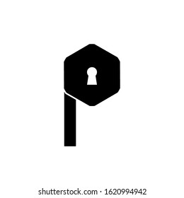 logo letter p security. design combination of letter a and padlock into one unique and simple logo. black texture. white isolated. for company and graphic design. modern template. vector illustration