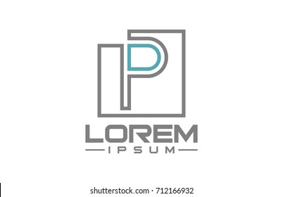 logo letter p square outline