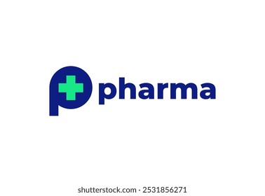 Logo letter P with symbol medical plus, Creative template for hospital and healthcare.