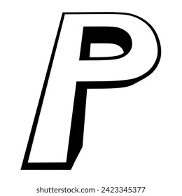 Logo letter p, tall slender font letter p perspective height