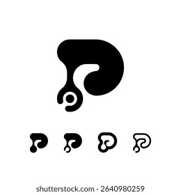Logo Letter P, trendy modern alphabet font, set of five different letter p for your brand name design, vector illustration 10 EPS