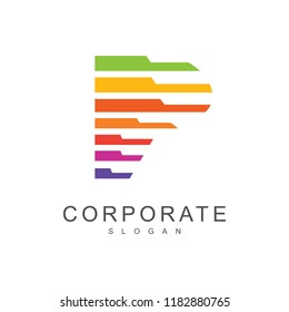 logo letter p using lines and modern looks,  delivery service logo quickly, p icon, speed and delivery express