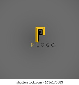 The Logo letter P is a vector Maze in black and orange