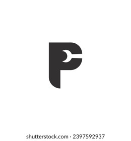 Logo letter P wrench with blank background