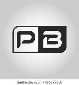 Logo letter PB with two different sides. Negative or black and white vector template design