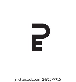 Logo letter PE capital key unique design with blank background