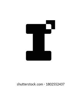 Logo Lettre I avec création vectorielle de style lego pixelisé.