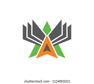 Logo a letter, plane, vector arrow, triangle symbol, aircraft