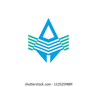 Logo a letter, plane, vector arrow, triangle symbol, aircraft