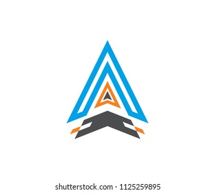 Logo a letter, plane, vector arrow, triangle symbol, aircraft