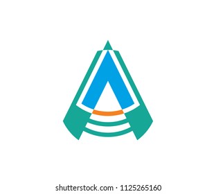 Logo a letter, plane, vector arrow, triangle symbol, aircraft