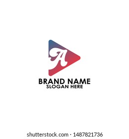logo letter A play template vector