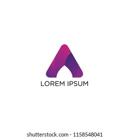 Logo letter A with purple and deep purple gradient color