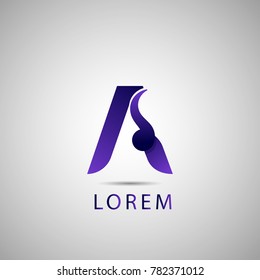Logo letter A with purple and deep purple gradient color artistic shape