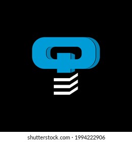 El logotipo es la letra Q. La parte inferior está formada por 3 líneas horizontales.