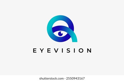 Logo Letter Q and Eye Vision. Digital, visual with modern and minimalist concept. Editable file.