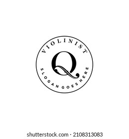 logo letter Q and F-holes. violinist logo initials Q. letter Q logo violin character. letter Q with violin hole