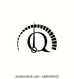 Logo-Buchstabe q mit Symboldesign der Speedometer-Vektorillustration