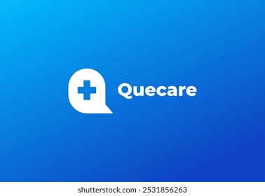 Logo letter Q with symbol medical plus, Creative template for hospital and healthcare.