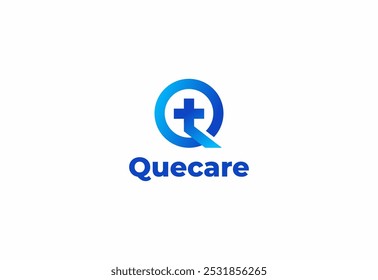 Logo letter Q with symbol medical plus, Creative template for hospital and healthcare.