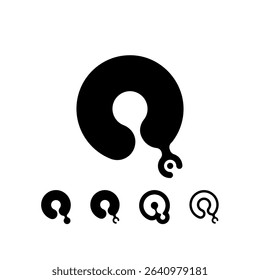 Logo Letter Q, trendy modern alphabet font, set of five different letter q for your brand name design, vector illustration 10 EPS