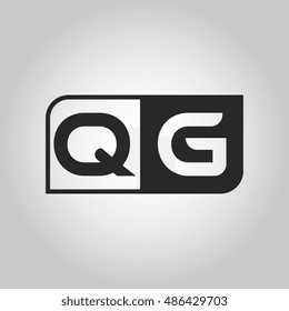 Logo letter QG with two different sides. Negative or black and white vector template design