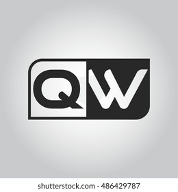 Logo letter QW with two different sides. Negative or black and white vector template design