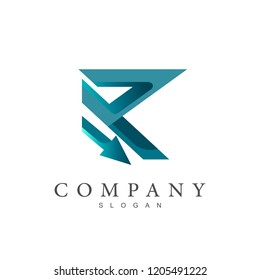logo letter r, logo r with the arrow 
down + r and arrow + delivery express